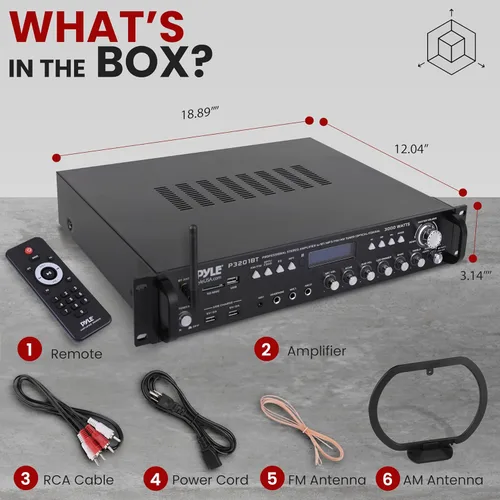 Vista 7 de Pyle - Receptor preamplificador Bluetooth multicanal - 3000 vatios de audio para el hogar, sonido estéreo con radio, USB, auriculares, AUX, RCA