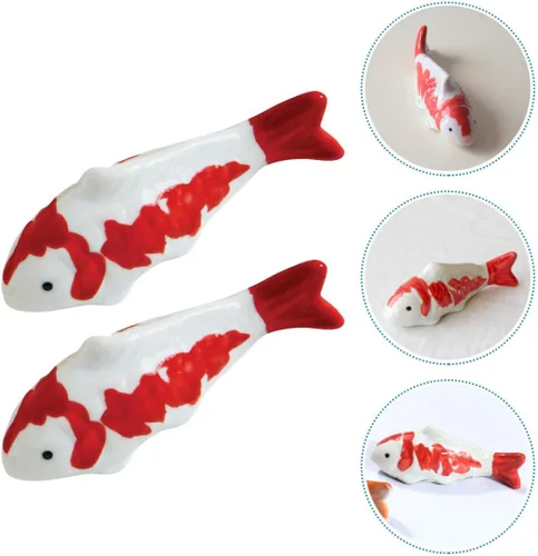 Vista 5 de 2Pcs Ceramic Floating Fish Ornament Aquarium Decoration Fish Tank Figurine Stylish Statue for Ponds Desktop Bird Bath Pool Decor