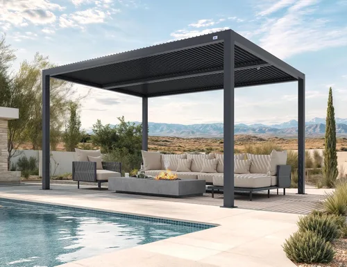 Vista 38 de PURPLE LEAF 94AS - Pérgola pequeña de aluminio compacto de 10 x 12 pies con techo rígido con listones ajustables para patio, cubierta de terraza