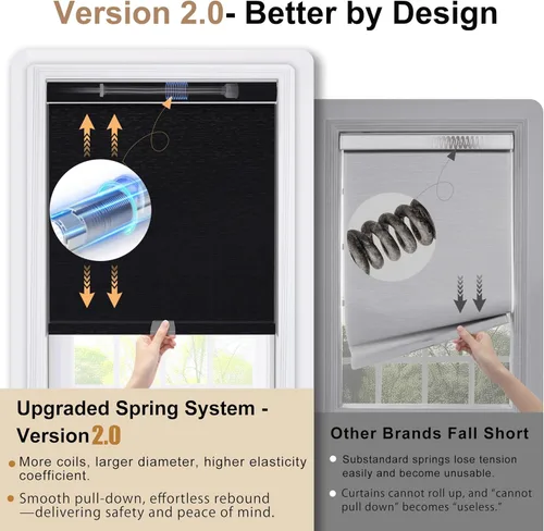 Vista 5 de persianas opacas enrollables para ventanas, persianas enrollables sin cordones, persianas enrollables de tela con aislamiento térmico y protección