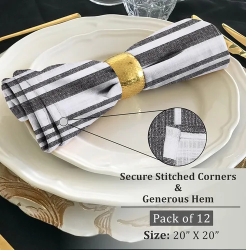 Vista 6 de RUVANTI Juego de 12 servilletas de algodón 100%, 20 x 20 pulgadas, lavables, suaves, absorbentes, servilletas de algodón para fiestas, Navidad