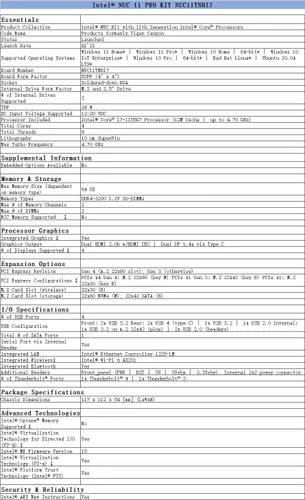 Vista 5 de Intel NUC 11 Pro NUC11TNHI7 Mini computadora de sobremesa/Mini PC/HTPC, procesador Intel Core i7-1165G7 hasta 4.7 GHz Turbo, 4 núcleos, 8 hilos