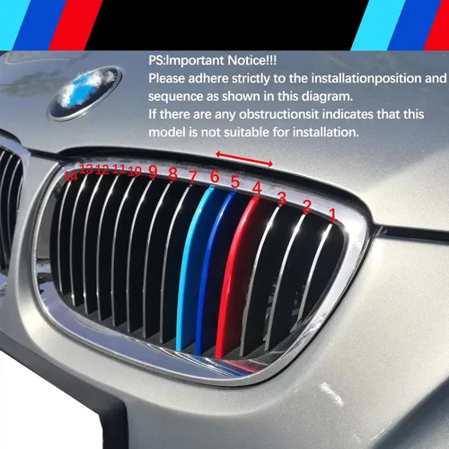 Vista 3 de Insertos de Parrilla Automotriz para BMW Serie 3 E92 E93 320i 325i 330i 335i 2006-2009 (Solo Compatible con 14 Vigas), Accesorios de Parrilla Frontal