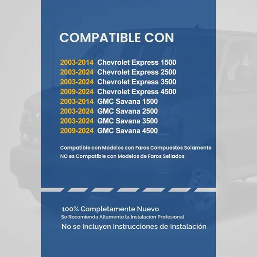 Vista 8 de Faros y luces de parachoques Auto Dynasty compatibles con 03-24 Chevy Express GMC Savana 1500-4500, con luces DRL E-LED de Switchback, lado