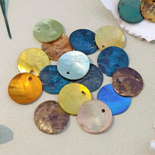Vista 5 de Firstmeet - Cuentas de concha de mejillón, 240 piezas, naturales, 12 mm, planas y redondas, con reverso iridescente, para hacer joyas artesanales