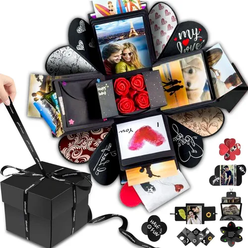 Wanateber Caja de explosión DIY para regalo - Recuerdo de amor, álbum de recortes, caja de fotos para regalo de cumpleaños, aniversario, boda o caja