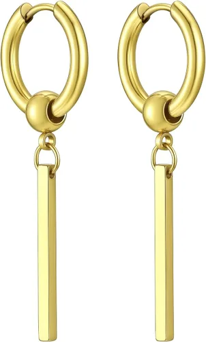 Richsteel Dangle Earrings for Men,Stainless Steel Silver/Black/Gold plated Pendientes colgantes de oro B3