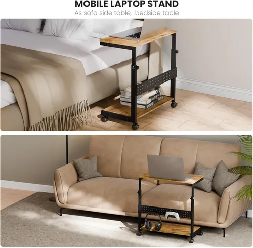 Vista 8 de EUREKA ERGONOMIC Carrito de computadora con soporte para PC, soporte de torre ajustable de 2 niveles para impresora ATX, carrito de metal con ruedas