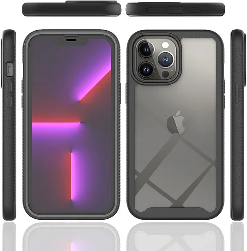 Vista 6 de NLBTW Funda protectora compatible con iPhone 13 Pro Max, protector de pantalla integrado a prueba de golpes de cuerpo completo resistente funda