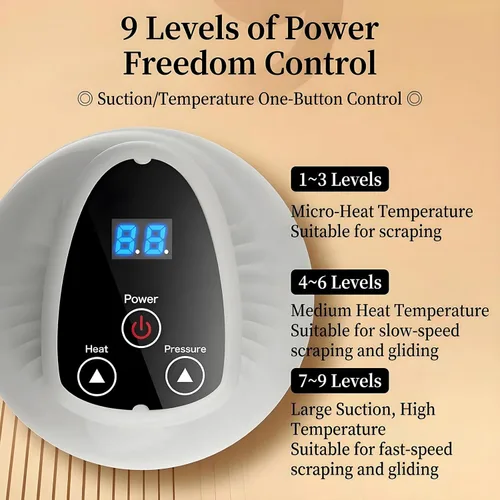 Vista 3 de Vacuvia para celulitis, terapia de luz LED 2 en 1 y masajeador de vibración, herramienta de masaje eléctrico con 9 niveles de intensidad ajustables