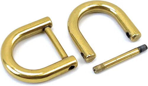 Vista 14 de 4 anillos en D resistentes de 1-1/2 pulgadas de oro dorado en forma de U de repuesto para bolso, llavero, collar de perro