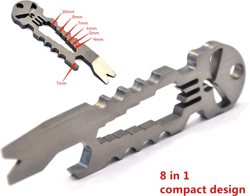 Vista 3 de BANG TI Barra de palanca EDC de titanio con función de abrebotellas (PunisherPB)