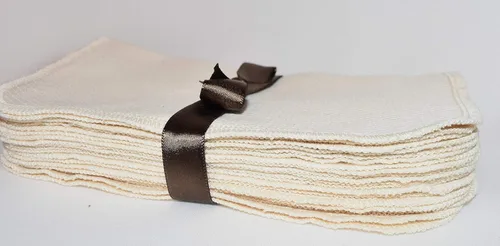 Gina's Soft Cloth Shop 1 Ply Organic Washable Baby Wipes Larger size 9 x 9 Inches 10 Pack Sewn with Matching Cotton Thread - Proudly Made in the USA!