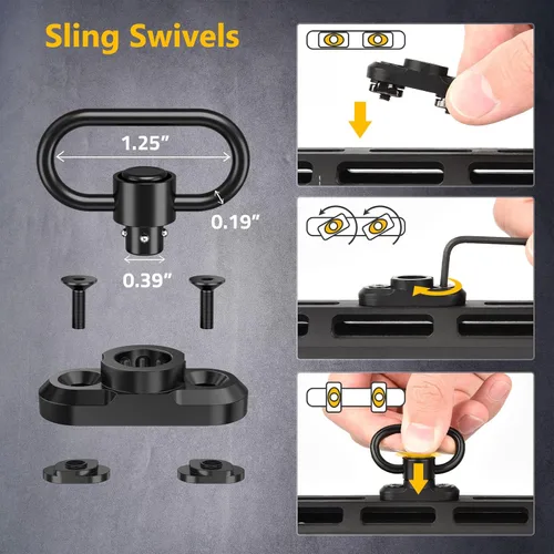 Vista 4 de CVLIFE Eslinga de Dos Puntos con 2 Unidades de Giratorios Antirrotación para Eslinga, Eslinga de Rifle de Longitud Ajustable con Diseño de Cordón