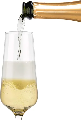 Vista 2 de Luxbe - Copas de copa de cristal de champán, juego de 4 copas de vino modernas y elegantes, sopladas a mano - Buenas para bodas, aniversarios