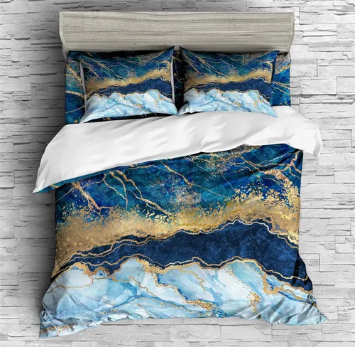 Vista 2 de REALIN Color Swirl Marble Duvet Cover Set Marble Prints Bedding Girl Boy Kids Bed Sets 2/3/4PCS Quilt Covers/Sheets/Pillow