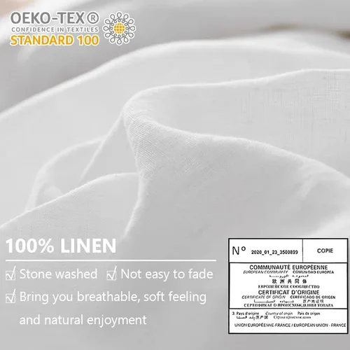 Vista 2 de Simple&Opulence - Juego de 2 fundas europeas 100% lino con botón de coco (26 x 26 pulgadas), lino natural lavado de color liso, suave y transpirable