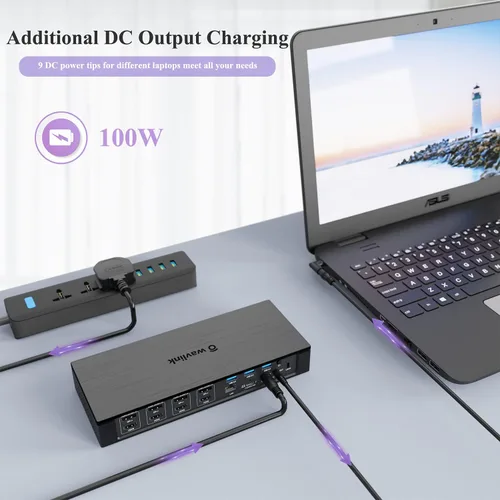 Vista 4 de WAVLINK Estación de acoplamiento USB-C Quad 4K con PD de 100 W para Thunderbolt 4/3, Mac M1 M2 M3 M4, Windows/Chrome, USB C Universal Displaylink