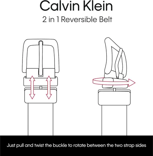 Vista 7 de Calvin Klein Cinturón de vestir con hebilla de placa moderna reversible dos en uno para hombre