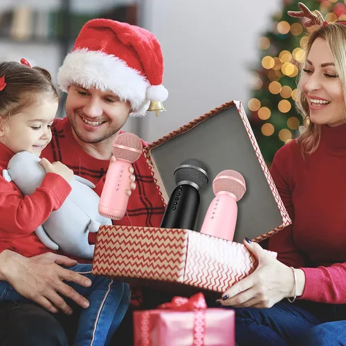 Vista 2 de Aokeo Micrófonos inalámbricos, altavoz Bluetooth, micrófono de karaoke inalámbrico para niños para cantar, micrófono portátil para máquina