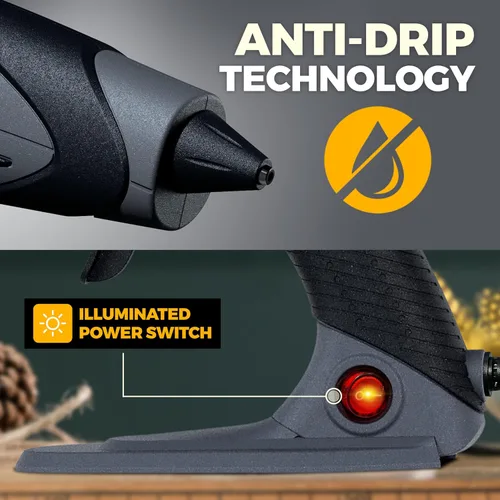 Vista 6 de Chandler Tool Pistola de pegamento caliente de tamaño completo y barras de pegamento para manualidades y bricolaje Pistola de silicona caliente