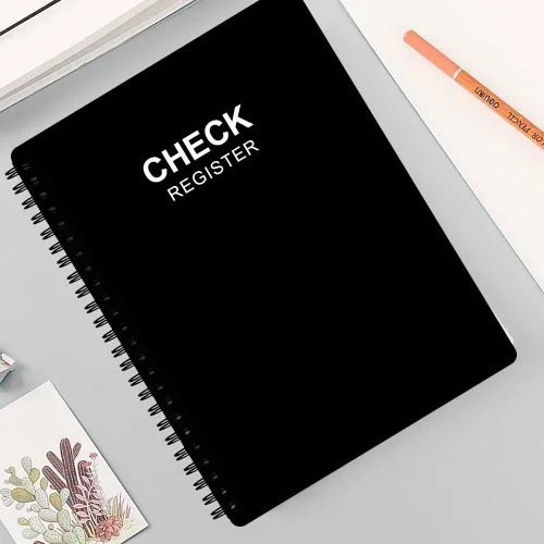 Vista 6 de Registro de cheques - Libros de registro A5 con registros de cheques y transacciones, libro de registro de cuentas de cheques para personal y Negro