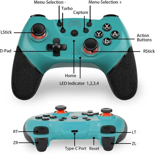 Vista 3 de Sefitopher Controlador de interruptor inalámbrico, controlador profesional compatible con Nintendo Switch, controlador de PC compatible con sensor
