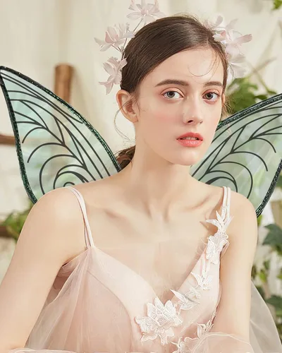 Vista 2 de Alas de hadas para mujer, disfraz de mariposa de Halloween para niñas, disfraz de alas de ángel para cosplay, color blanco