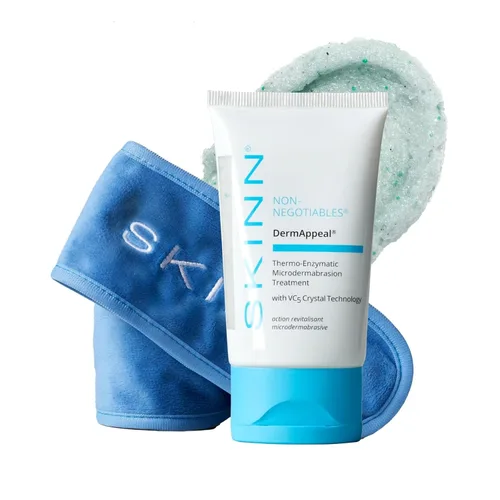 SKINN DermAppeal - Exfoliante facial de microdermoabrasión – Exfoliante facial de nivel profesional con diadema para aplicación sin desorden –