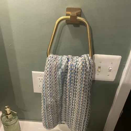 Vista 3 de Anillo de toalla de oro cepillado para baño, soporte de toalla de baño de cocina, montaje en pared, acero inoxidable resistente