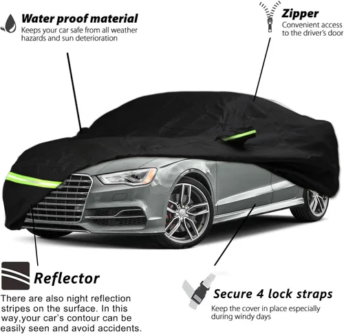 Vista 2 de YIXIN Funda impermeable para automóvil Audi A3/S3 2013-2026, ajuste personalizado, correa 100% impermeable a prueba de viento y bandas de cremallera