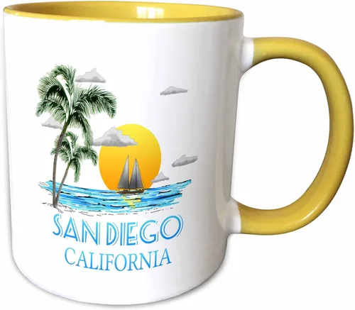 Vista 9 de 3dRose San Diego California diseño náutico de vela de barco y palmeras. - Tazas (mug_299286_4)