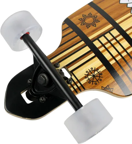 Vista 3 de Paradise Longboard Drop Through Complete Cruiser Skateboard, Tiki Face, 9.5 x 44 pulgadas