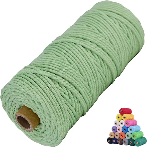 Vista 14 de Cordón de algodón para macramé 3mm x 109 yardas, cuerda de macramé natural color beige, suministros perfectos de algodón para macramé, para hacer