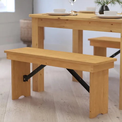 Vista 10 de Merrick Lane Tinsley - Banco plegable de pino macizo rústico antiguo de 40 x 12 pulgadas