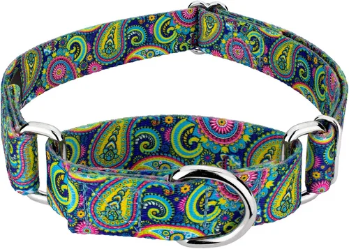 Vista 9 de Country Brook Petz - Collar de perro Martingala de cachemira azul, colección Paisley con diseños elegantes (1/2 pulgada, 2XS)