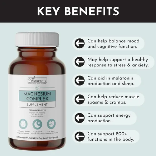 Vista 3 de Just Ingredients Complejo de magnesio - Cinco formas biodisponibles para relajación, sueño y apoyo al estado de ánimo - 60 cápsulas