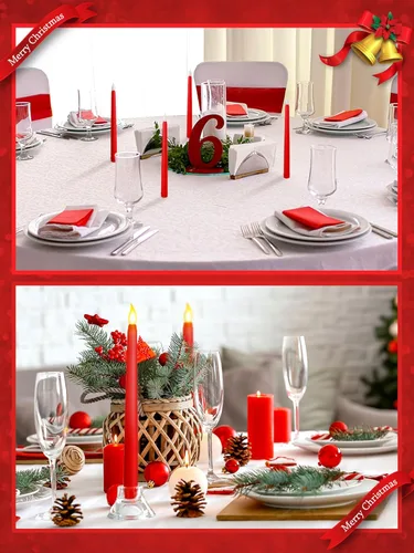 Vista 4 de Funtery 48 velas LED cónicas sin llama de 11 pulgadas, funciona con pilas, velas parpadeantes a granel para Navidad, iglesia, boda, fiesta (rojo)