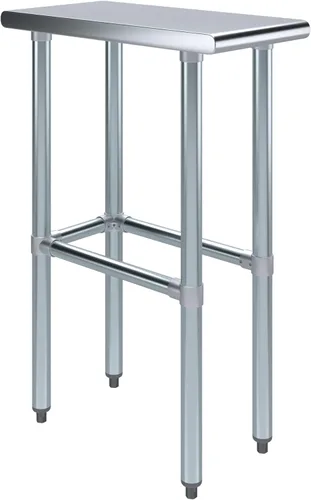 AmGood Mesa de trabajo de acero inoxidable con base abierta, banco de trabajo de metal (base abierta de mesa de acero inoxidable, 12 pulgadas de