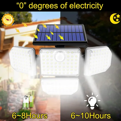 Vista 2 de Outdoor Solar Security Lights, 1200LM Solar Floodlights Motion Sensor with Adjustable 4 Heads, IP65 Waterproof, 270 Wide Lighting Angle Solar Lights