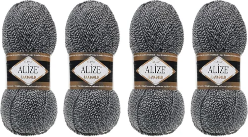 Vista 40 de Alize Lanagold - Hilo para tejer, lana para manualidades, mezcla de hilo para tejer a mano, cálida, suave, natural, gruesa, tejida a mano, lote de 4