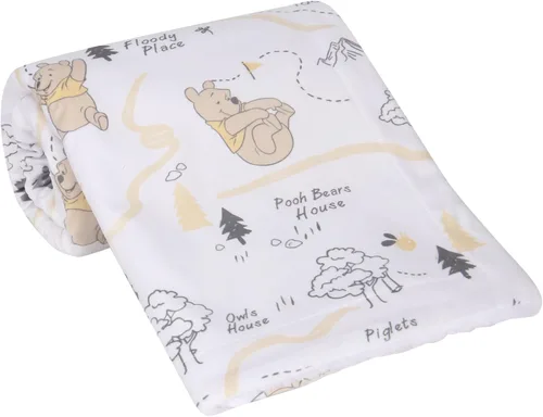 Vista 3 de Lambs & Ivy Disney Baby Pooh y el Bosque de los Cien Acres Manta Blanca para Bebé