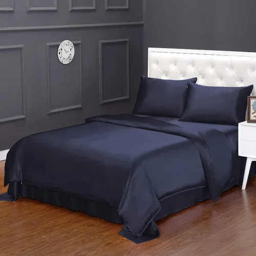 Vista 17 de LILYSILK Funda de edredón de seda negra para cama individual, fundas de edredón de seda de 19 momme