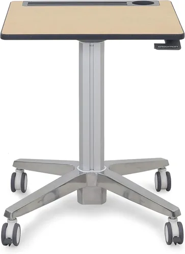 Vista 4 de Ergotron – Escritorio de pie móvil, altura ajustable, pequeño escritorio rodante para computadora portátil de sentarse y pararse con ruedas para Arce
