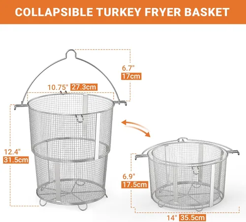 Vista 2 de Onlyfire - Cesta para freidora de pavo, cesta plegable desmontable para freidora de pavo Char-Broil Big Easy sin aceite 17102065, 14101480 y olla