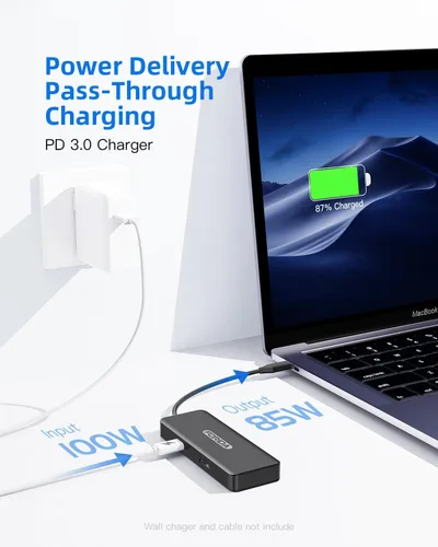 Vista 5 de HUB USB C, Adaptador MultiPuerto de 7 Puertos USB para MacBook Pro/Air, Dongle de Tipo C a HDMI con HDMI 4K, 1 Hub USB C 3.2 de 10Gbps, 2 USBA 2.0