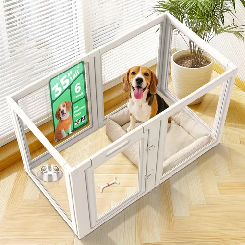 Vista 35 de FXW AuraSpace - Cerca acrílica para perros pequeños, para interiores, 24 pulgadas, 2 paneles, incluye 1 puerta y 1 panel, color negro