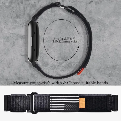 Vista 5 de KOREDA Compatible con Fitbit Versa 3/Fitbit Versa 4/Fitbit Sense/Sense 2 bandas para mujeres y hombres, correa deportiva ajustable elástica trenzada