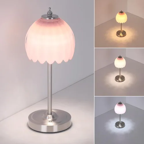 Vista 40 de Shenmoyl Tulip - Lámpara de mesa con batería de 5000 mAh y control táctil, lámpara de mesa inalámbrica con 3 colores, lámparas de mesa recargables