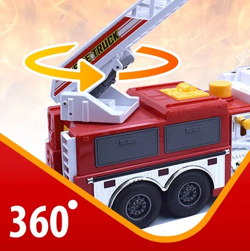 Vista 7 de VEBO Camión de bomberos motorizado con luces, sonido de sirena, bomba de agua que funciona y escalera de rescate giratoria - Eléctrico, motorizado